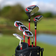 PGA TOUR G1 Series Kids Red Junior Golf Club Set, Right Handed, 10 Piece with Stand Bag, Ages 5-8, Height 4'1