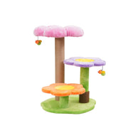 Vibrant Life 4-Level 26in Floral Style Cat Tree with Plush Perches, Natural Jute Scratching Post, Dual Bee Teaser Toys, Rubber Grooming Brush, Multicolor, CT230712