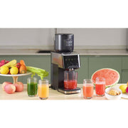 LifeImpree Masticating Juicer Machine, Touchscreen Cold Press, 5.4 in Wide Feed Chute, 5 Smart Modes, Stainless Steel Housing, Black, JS8303S