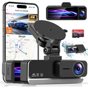 ALDF 4K Triple Channel Dash Cam, Front 4K and Inside Rear 2.5K Cameras, 3.39-Inch IPS Display, Night Vision, Loop Recording, G-Sensor, WDR, Parking Mode, App Control