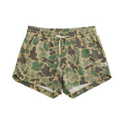 Marsh Wear Women's Fulton Volley Shorts, Mid-Rise, Green Mallard Camo, UPF 40 Sun Protection, 4-Way Stretch, Elastic Waistband with Drawcord, Zipper Back Pocket