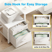 Casaottima L Shaped Desk with Drawers & File Cabinet, Reversible White Computer Desk