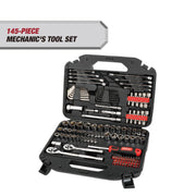 Hyper Tough 41049 145-Piece Mechanics Tool Set, Durable Steel Construction, Organized Storage Case, Red Black Silver