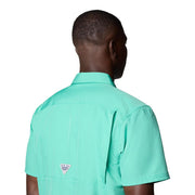 Columbia PFG Slack Tide Camp Short-Sleeve Button-Down Shirt, Omni-Shade UPF 50 Sun Protection, Omni-Wick Moisture Management, Glaze Green, 2XLT, 157705