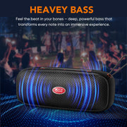 GCZ BT108 Portable Wireless Bluetooth Speaker, 40W, Dual 2-Inch Drivers, Bluetooth 5.4, IPX7 Waterproof, 24-Hour Battery, Black