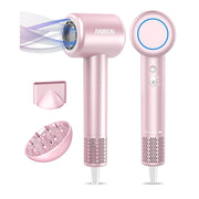 Aniekin Ionic Hair Dryer, High-Speed Brushless Motor, Thermo-Control, Magnetic Diffuser, Pink