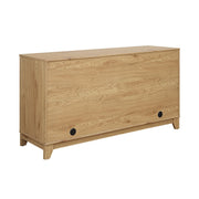 Manhattan Comfort Sheridan Sideboard Cabinet, Mid-Century Modern, Black, Engineered Wood, 59.05 in, Adjustable Shelves, 3 Drawers, 2 Doors, SB-4GLF