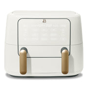 Made By Gather Beautiful 9 Qt TriZone Dual Basket Air Fryer with EverGood Ceramic Nonstick Coating, Touchscreen Control, White Icing, 1200W, 29063