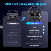 PXN V900 GEN2 Racing Wheel with Magnetic Sensor, Dual Rotation 270/900, RGB Pedals, Type-C Connectivity for PC, PS4, Xbox, Switch