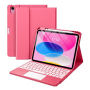GEAK HB-250C Keyboard Case with Detachable Bluetooth Keyboard and Touchpad for iPad 10th Gen 10.9 in and 11th Gen 11 in, Adjustable RGB Backlight, PU Leather TPU, Purple