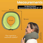 Cesperi Travel Neck Pillow, Lightweight Memory Foam, Ergonomic Support, Adjustable Strap, Breathable Washable Cover, Medium Size, Avocado Green