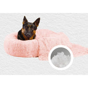 Best Friends by Sheri 5030 Bundle Set The Original Calming Shag Donut Cuddler Cat and Dog Bed + Pet Throw Blanket, Cotton Candy Pink, Extra Large, 45x45