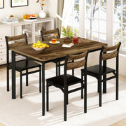 Recaceik Dining Room Table Set with 4 Upholstered Chairs Brown