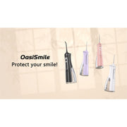 OasiSmile Water Flosser Portable Cordless Dental Irrigator 300ML Reservoir 5 Jet Tips 4 Modes IPX7 Waterproof Black L8