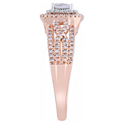 Forever Bride P-12179 10K Rose (Pink) Gold 1/2 CTTW Diamond Cushion Bridal Ring, Women, Adults
