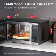 Toshiba 7-in-1 Countertop Microwave Oven Air Fryer Combo, Inverter Technology, Humidity Sensor, 1.0 Cu Ft, 1000W, Stainless Steel