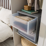 IRIS USA 500256 30 Qt Large Plastic Stackable Modular Under-Bed Storage Drawers, Clear w/Gray Frame, 2 Pack