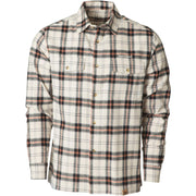 Banded Everglades Men's Long Sleeve Flannel Shirt, Double-Brushed 100% Cotton, Untucked Fit, Oatmeal Plaid, Large