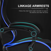 GTRACING GTWD-200-BLUE GTWD-200 Gaming Chair w/Footrest, Height Adjustable Office Swivel Reclining, Blue