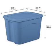 Sterilite 1638-9Z 18 Gallon Plastic Storage Bin with Snap-on Lid, Light Blue, 8 Pack