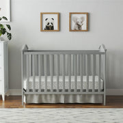 Baby Relax Adele 3-in-1 Convertible Crib, Light Gray, Solid Pine Wood, Adjustable Mattress Heights, Contemporary Design