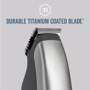 Titanium Edge Micro T-Blade Men's Precision Facial Trimmer with Adjustable Comb, Titanium Hypoallergenic Blade, Silver