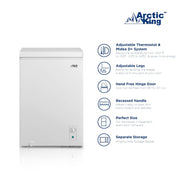 Arctic King 3.5 Cu Ft Convertible Chest Freezer and Refrigerator, Manual Defrost, Mechanical Thermostat, Removable Basket, White, AERC04M3CWW