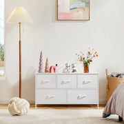 EDX 6U71XV4Y8OQG 5 Fabric Drawers Dresser, Storage Organizer Small Cabinet for Living Room, Bedroom, White