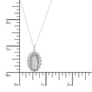 Brilliance Fine Jewelry CJ4289H8H9SG0 Created Opal White Sapphire Oval Mary Pendant in Sterling Silver w/18