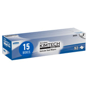 Kimtech Science Kimwipes Delicate Task Fabric Cleaning Wipers, 2-Ply, White, Pop-Up Box, 92 Sheets per Box, Pack of 15, 34721