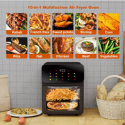 Bluebow Air Fryer 12QT Convection Oven with 10-in-1 Multi Function, Touchscreen, Visible Window, Black