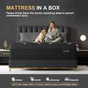 Lucky Lotus King Size Hybrid Mattress, 14 Inch Medium Firm, Gel Memory Foam, Pocket Springs, Euro Top, Black