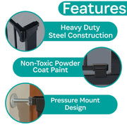 KidCo G1006 Gateway Pressure Plus Baby Safety Gate - Adjustable, One-Hand Operation, Durable Steel Construction