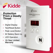 Kidde KN-COPP-3 Nighthawk Plug-In AC/DC Carbon Monoxide Alarm Detector w/Digital Display