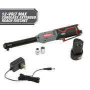 Hyper Tough 99323 12V Max 3/8-in Lithium-Ion Cordless Extended Reach Ratchet with 1.5Ah Battery and Charger