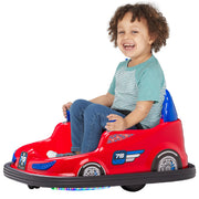 Flybar Kid Trax 6V Bumper Car Ride-On Toy, Red, 360 Spin, LED Lights, Soft Foam Bumpers, Safety Seat Belt