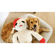 Multipet Holiday Super-Sized Plush Lamb Chop Dog Toy, 3 Feet Tall, White with Red Santa Hat, Limited Edition