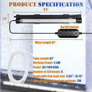 Tawatiler Submersible LED Aquarium Light, 9.3 Inch Fish Tank Light with Nano Bubble Stone, 16 Million Colors, 12 Dynamic Effects, Music Sync, App Remote Control, On/Off Timer