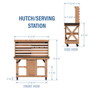 Backyard Discovery 48in Cedar Wood Buffet Hutch Serving Station with Powder-Coated Galvanized Steel Countertop, Wine Rack, Modular Shelves, Towel Bar, Heavy-Duty Casters, 2304116