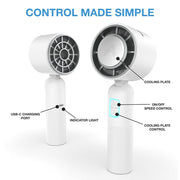 Arctic Air Cool Touch Portable Handheld Fan, Mini USB Rechargeable, Compact Lightweight, 4-Speed Adjustable, Battery-Powered, Quiet, White, AACTFW-MC4