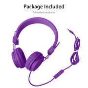 Syenll Kids Over-Ear Headphones, Foldable Wired Earphone with Soft Leather Cushions, 3.5mm Jack, Purple