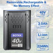BOTKK 3000mAh 40V Power Tool Battery with Smart Cell Management, Shock-Absorbing Structure, Battery Level Indicator, Compatible with Kobalt 40V Outdoor Equipment KB240-06 KB240C-06 KB2540C-06