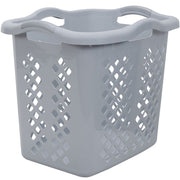 Home Logic 2 Bushel Plastic Laundry Basket, Gray, Diamond Pattern, Silver Handles, 2 Pack