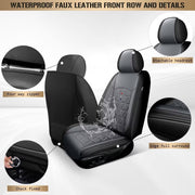 Laonnvir Car Seat Cover Full Set Waterproof Faux Leather Black Universal Fit for Toyota RAV4 2013-2026 SC-JX009-BLK+SH-RAV45