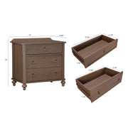 My Texas House Hartwell 3 Drawer Nightstand with USB Ports and Outlet, Heritage Oak Finish, Wood Composite, Rectangular, 453841