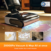 Roborock Cordless Wet/Dry Vacuum Cleaner, 20000Pa Suction, High Temperature Self-Cleaning, Hot Air Flash Drying, Edge-to-Edge Cleaning, Black, F25 LT