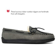 Minnetonka Moccasin Sheepskin Hardsole Mocs for Men - Grey - 9W