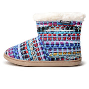Minnetonka Betty Women's Faux Fur Slippers, Striped Turquoise Multi, Small