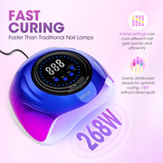 HOOICB UV LED Nail Lamp, 268W Nail Dryer with 57 LED Beads, 4 Timer Settings, Automatic Infrared Sensor, Colorful Design