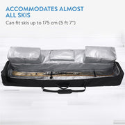 TeamObsidian Ski Bag, Heavy Duty Padded Protection for Double Skis up to 190 cm, Water Resistant Polyester, Wheeled with Pull Handle, Black